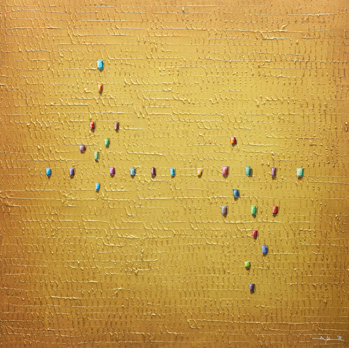 Serial Analog Pixels / / 2022 / gold C / 120x120 by Danny Frede, Painting for Sale on Select