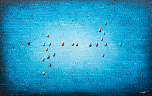 Serial Analog Pixels  / 2022 / tuerkis  / 140x90 by Danny Frede, Painting for Sale on Select