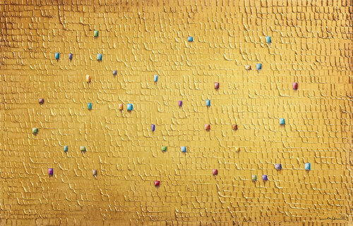 Analog Pixels / Serial Rectangles / 2022 / gold / 140x90 / EDD5 by Danny Frede, Painting for Sale on Select