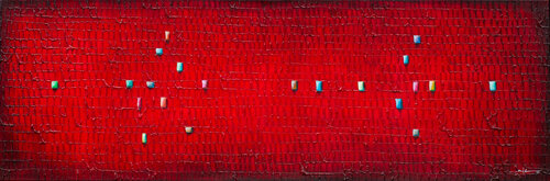 Analog Pixels / Serial Rectangles / 2021 / red / 180x60 / 4KL4 by Danny Frede, Painting for Sale on Select