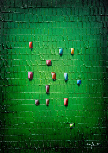 Serial Analog Pixels / 50x70 / green / 2024 / Z3Z94 by Danny Frede, Painting for Sale on Select