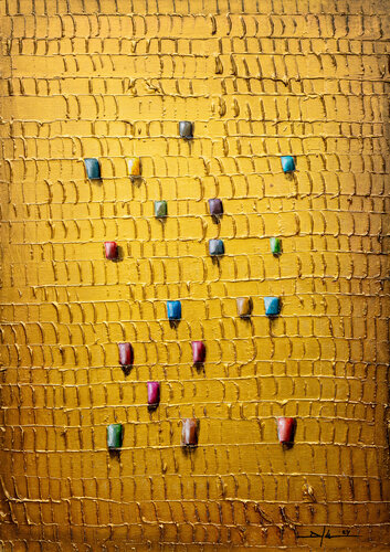 Serial Analog Pixels  / 2024/ gold / 50x70 / TT43S by Danny Frede, Painting for Sale on Select