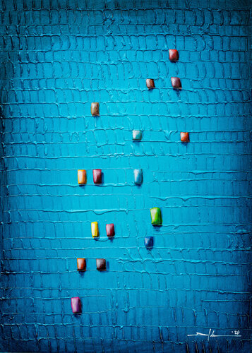Serial Analog Pixels  / 2024/ blue / 50x70 / S3LLM by Danny Frede, Painting for Sale on Select