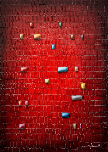 Serial Analog Pixels  / 2024/ red / 50x70 / L8KKS by Danny Frede, Painting for Sale on Select
