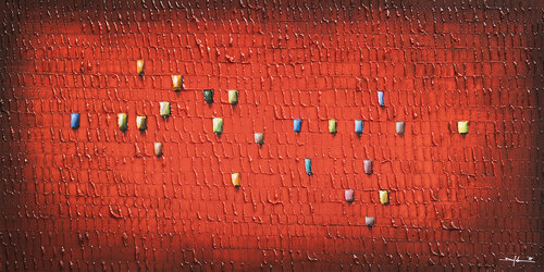 PIXELS / 2025 / red / 120x60 / KVCK8 by Danny Frede, Painting for Sale on Select