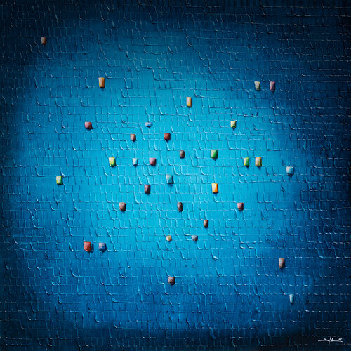 PIXELS / 2025 / blue / 120x120 / 6L847 by Danny Frede, Painting for Sale on Select