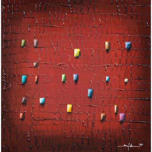 PIXELS / 2025 / red / 40x60 / HLQN2 by Danny Frede, Painting for Sale on Select
