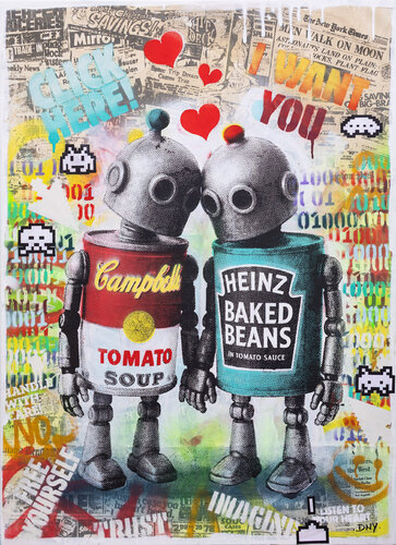2 tin cans / MMGFB by Danny Frede, Painting for Sale on Select
