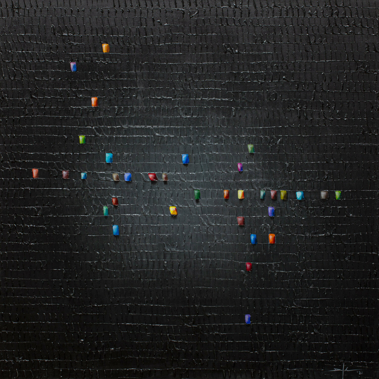Serial Analog Pixels / 2021 / darkgrey / 120x120 Danny Frede Original painting for sale