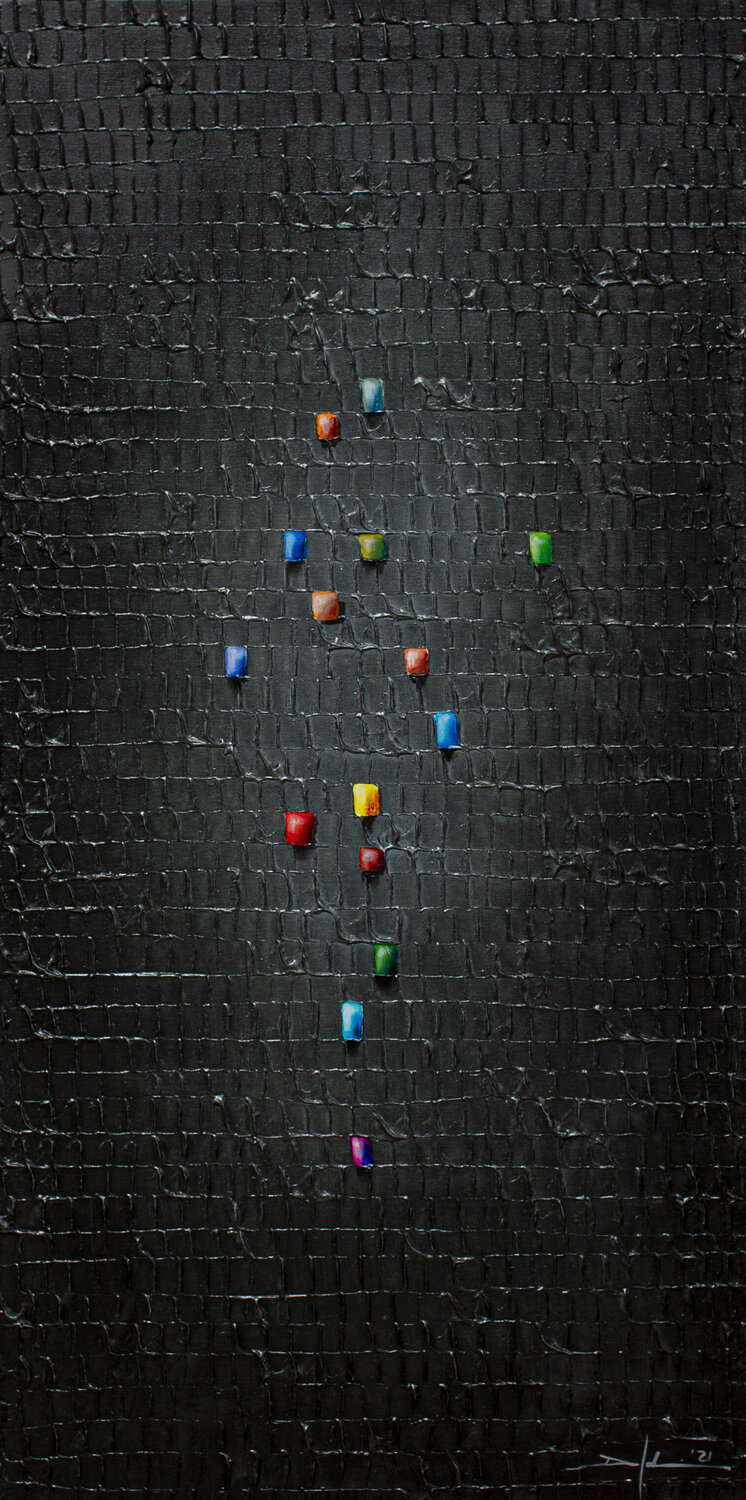 Serial Analog Pixels / 2021 / darkgrey / 60x120 Danny Frede Original painting for sale