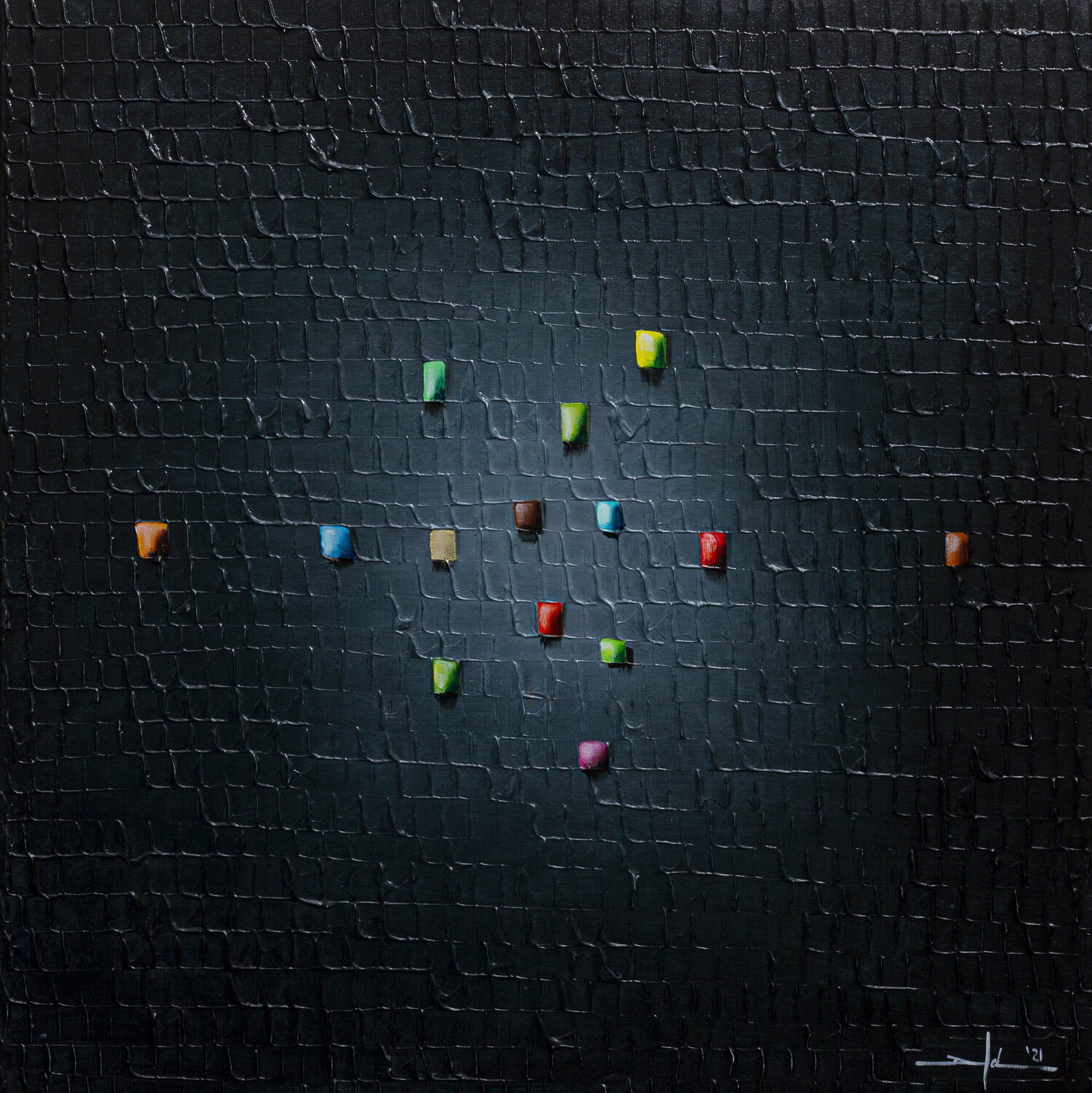 Serial Analog Pixels / 2021 / midgrey / 80x80 Danny Frede Original painting for sale