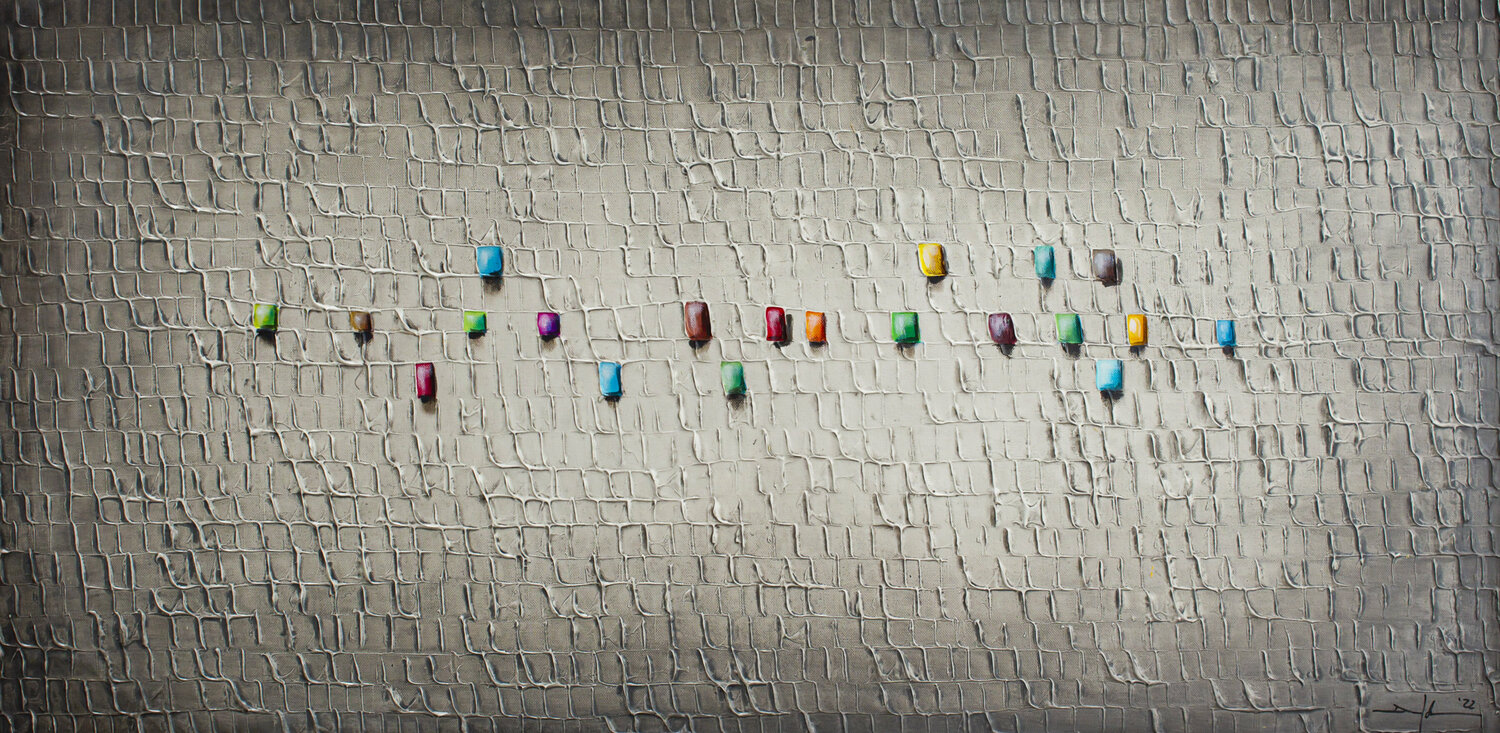 Analog Pixels / Serial Rectangles / 2022 / grey / 120 x 60 cm / 3F4F4 Danny Frede Original painting for sale