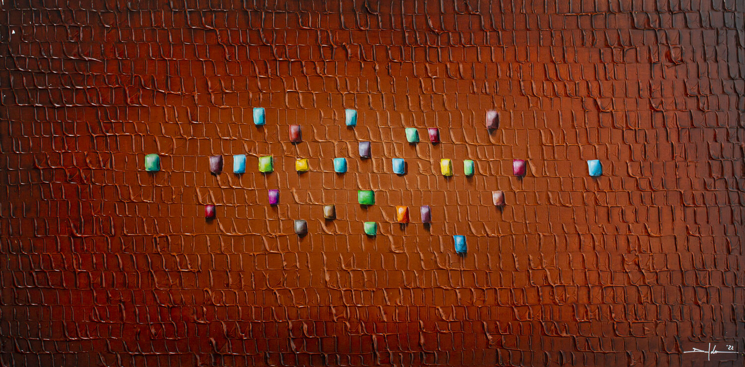 Analog Pixels / Serial Rectangles / 2022 / sienna red A / 120 x 60 cm / 5GGF Danny Frede Original painting for sale
