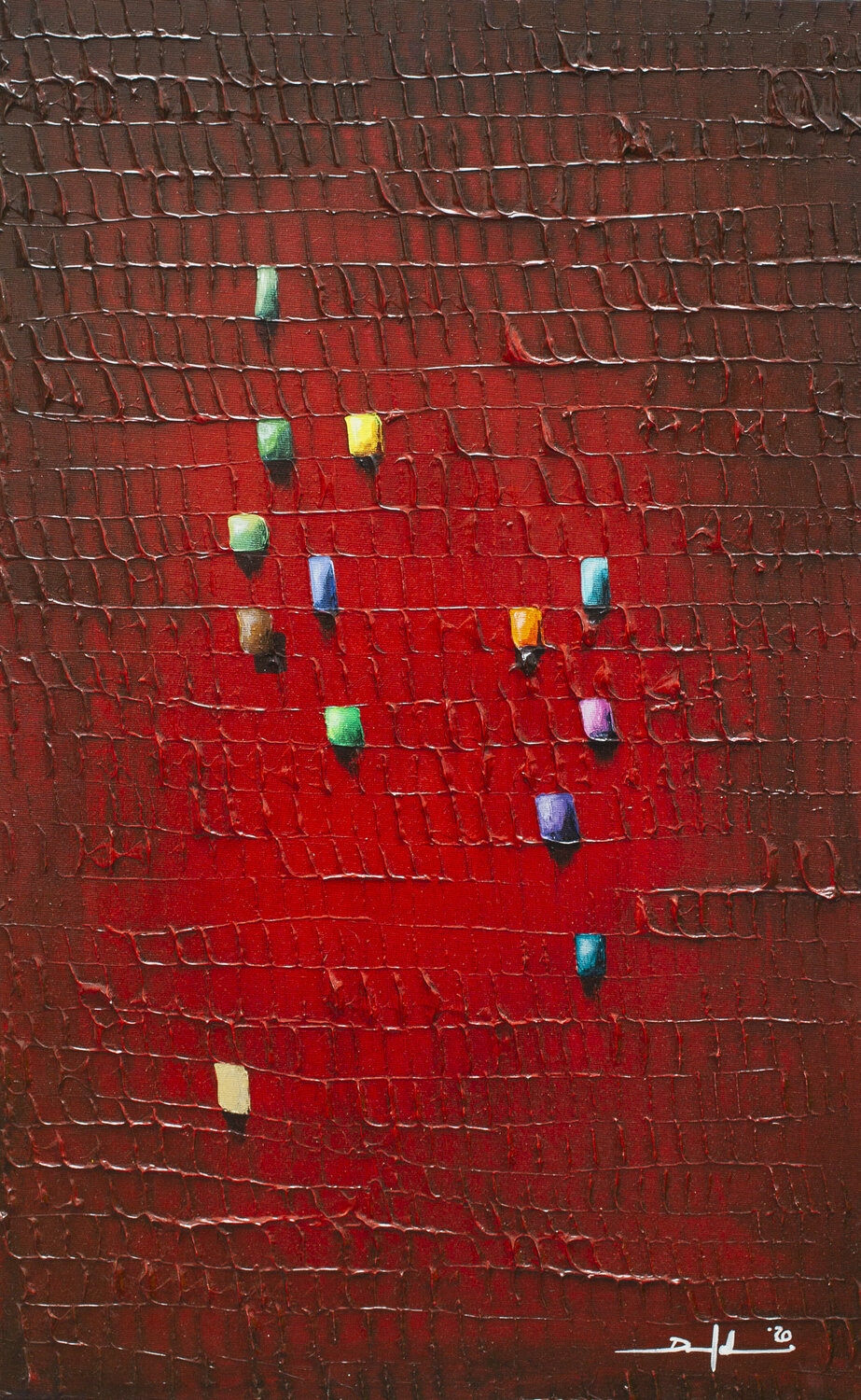 Serial Analog Pixels / 2020 / red / 60x100 Danny Frede Original painting for sale