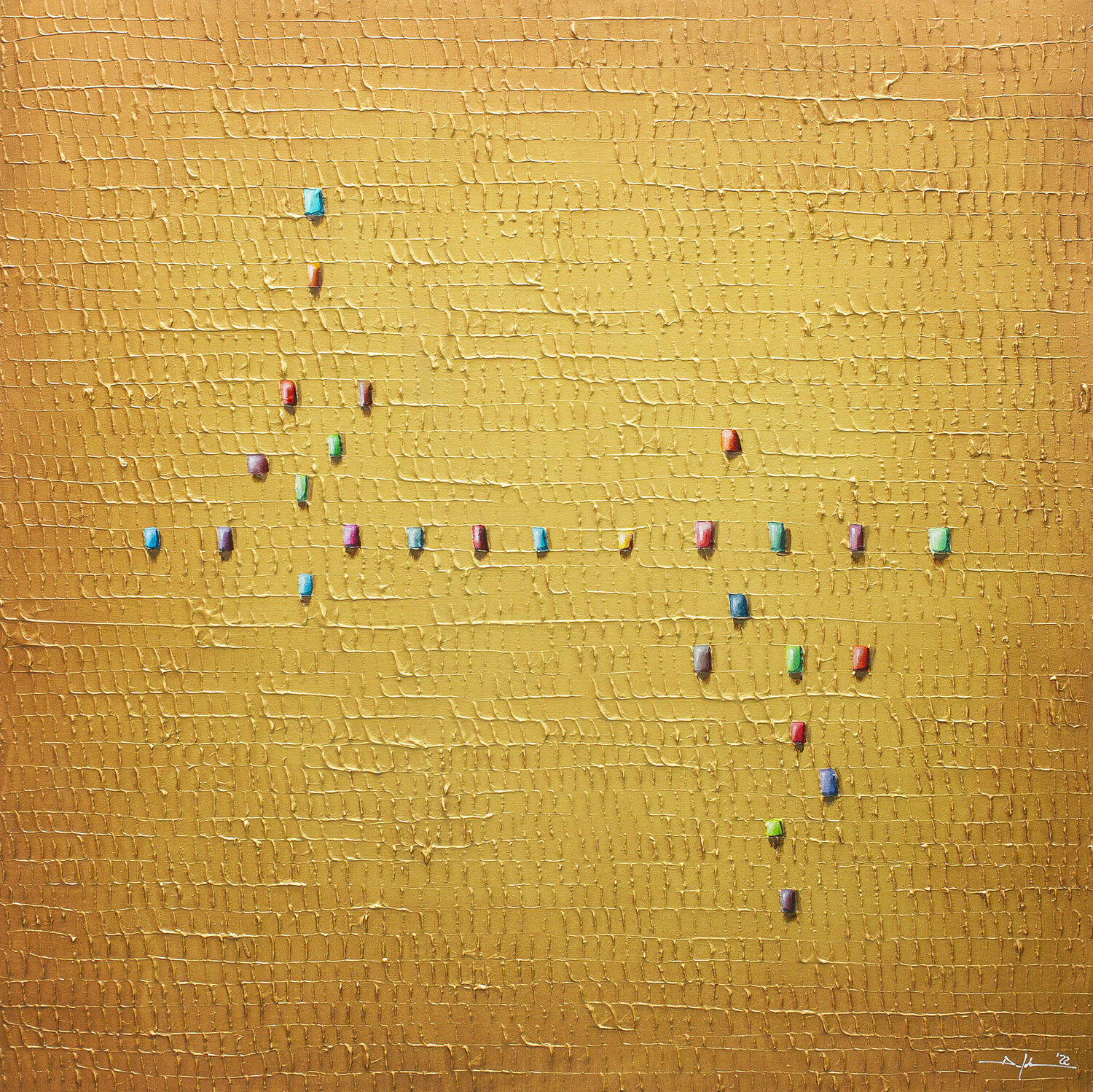 Serial Analog Pixels / / 2022 / gold C / 120x120 Danny Frede Original painting for sale