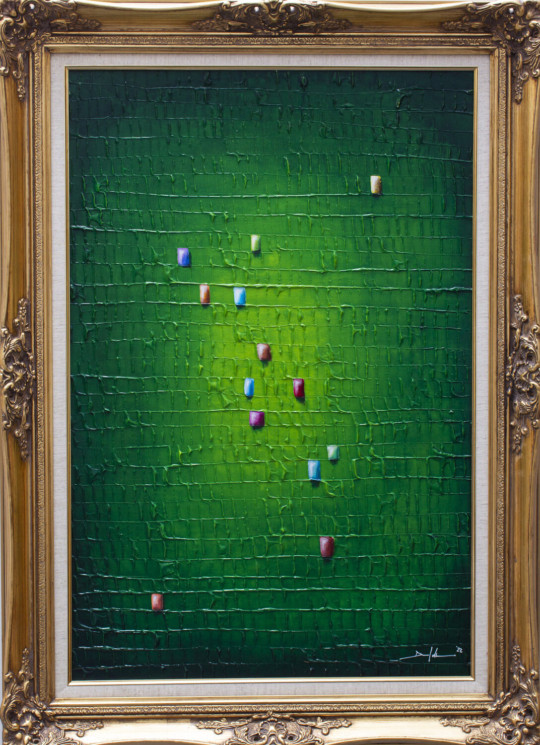 Serial Analog Pixels / Eskapismus 2 / green / 6RF5R Danny Frede Original painting for sale