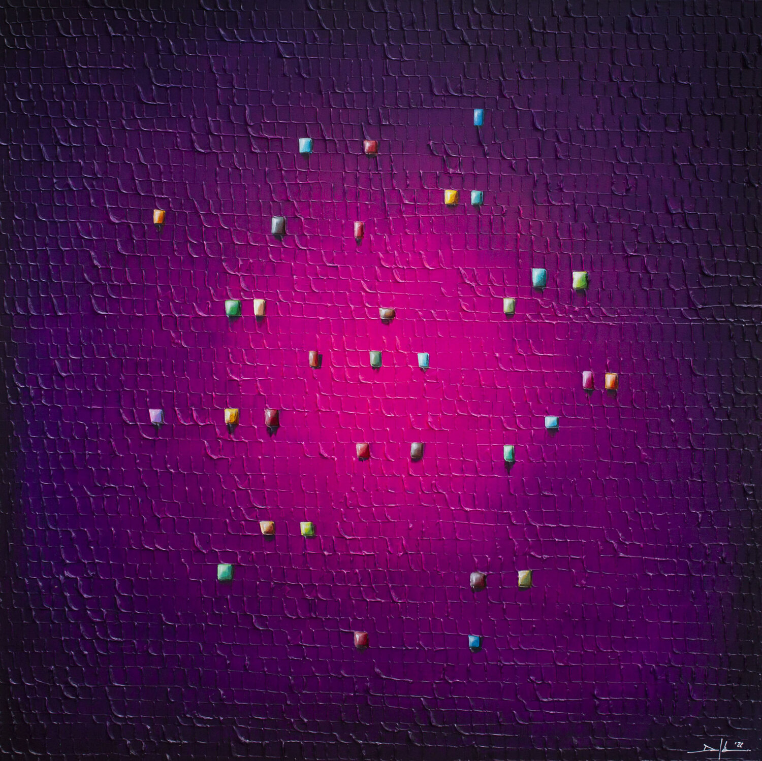 Analog Pixels / Serial Rectangles / 2022 / violette / 120x120 / CJS6Z Danny Frede Original painting for sale