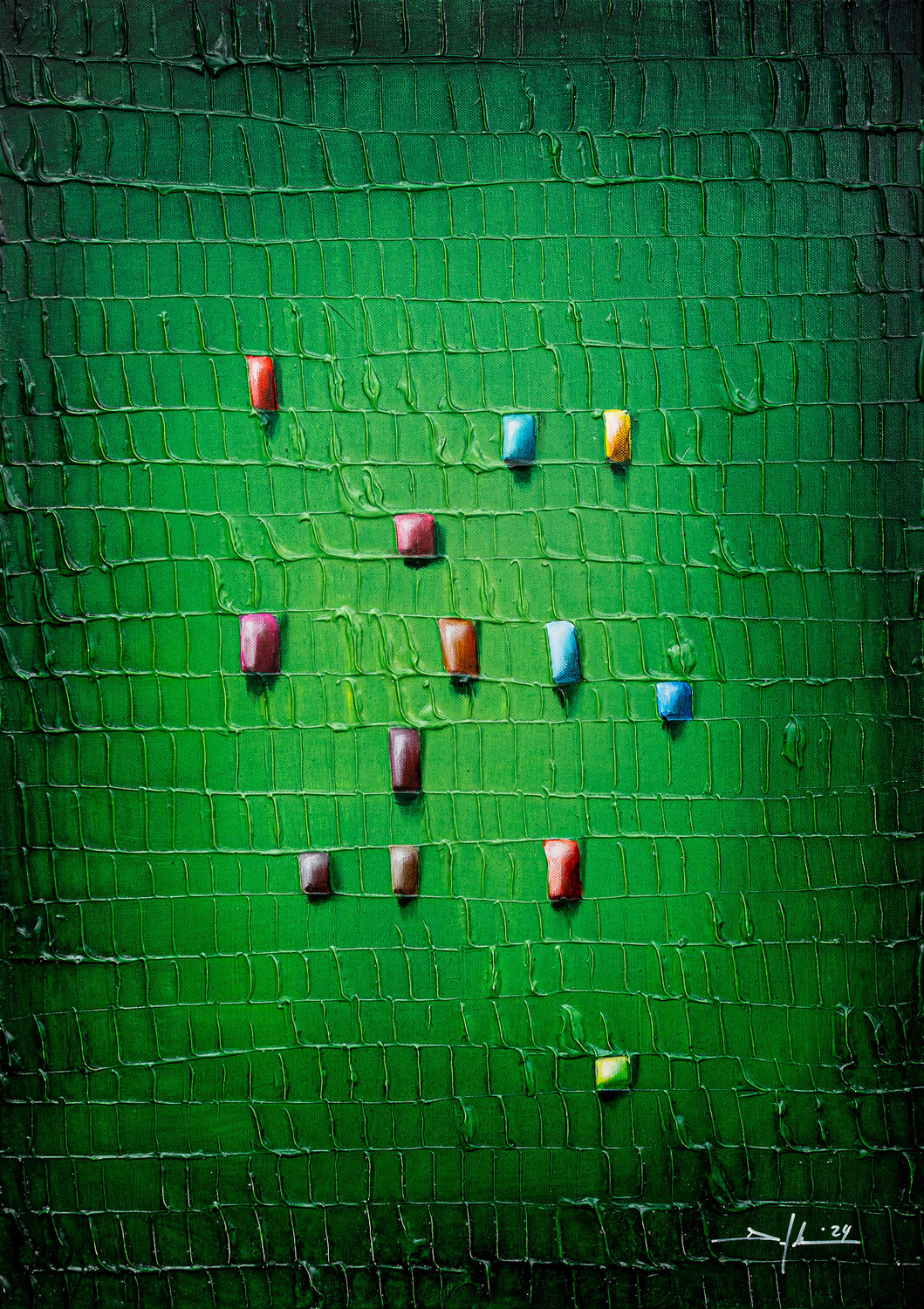 Serial Analog Pixels / 50x70 / green / 2024 / Z3Z94 Danny Frede Original painting for sale
