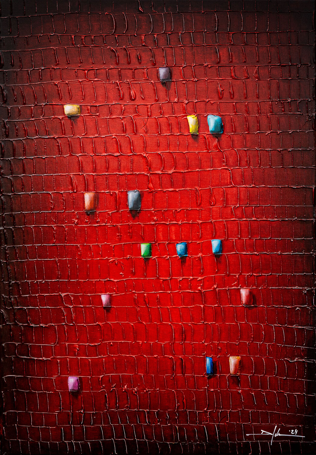 Serial Analog Pixels / 50x70 / red / 2024 / KBBHL Danny Frede Original painting for sale