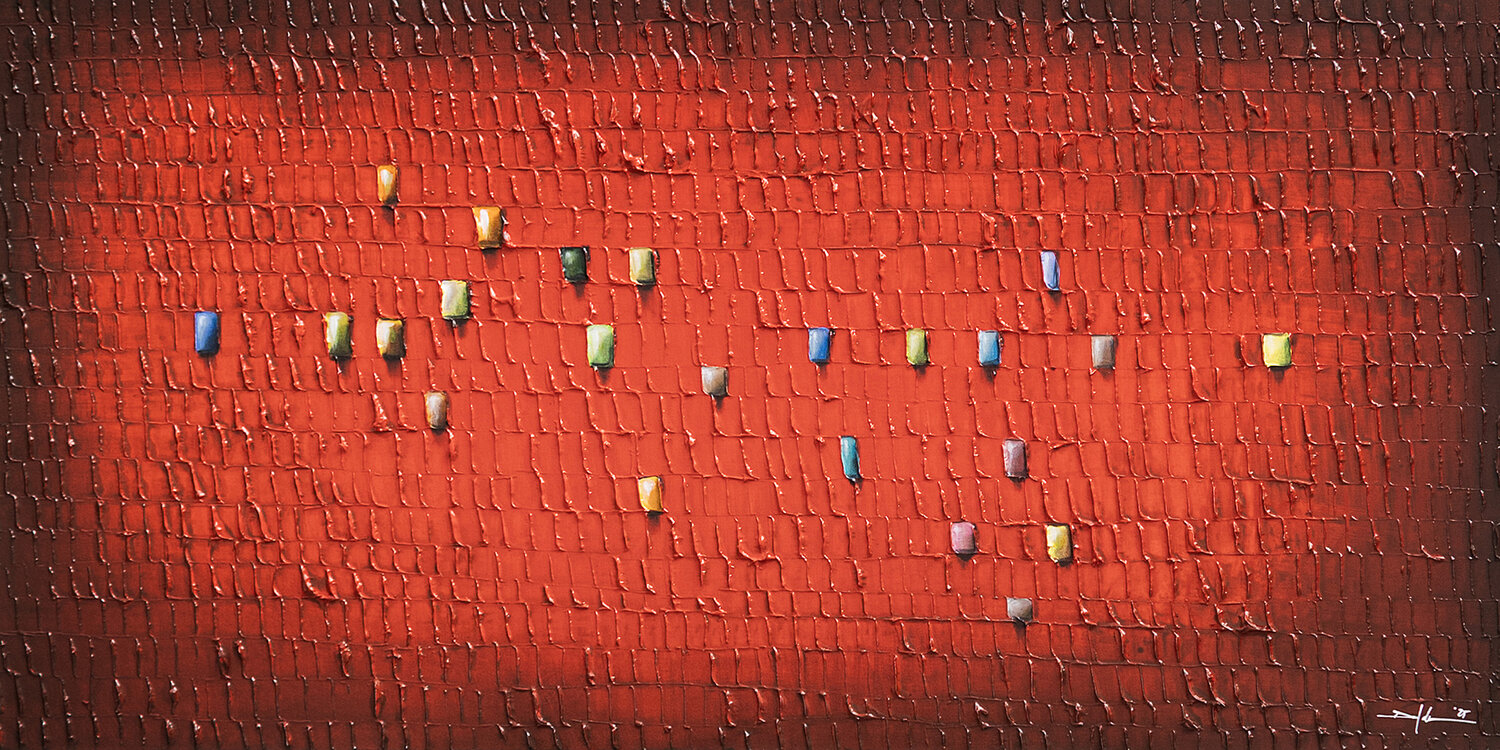 PIXELS / 2025 / red / 120x60 / KVCK8 Danny Frede Original painting for sale