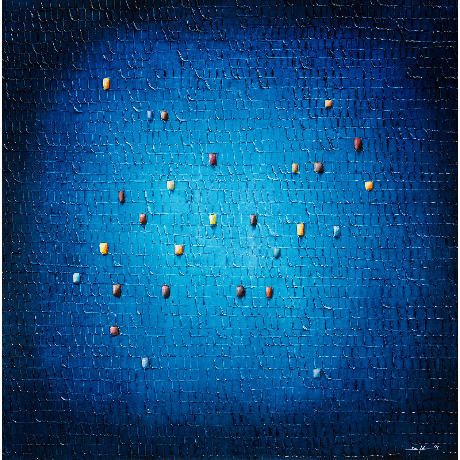 PIXELS / 2025 / blue / 120x120 / ZQTHW Danny Frede Original painting for sale