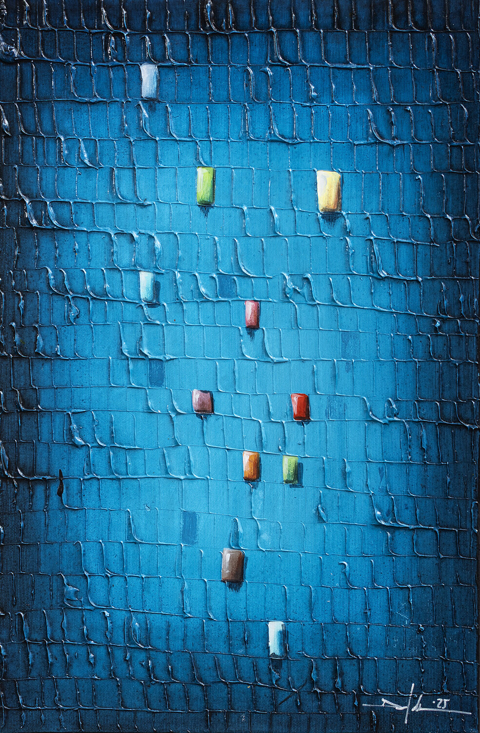 PIXELS / 2025 / blue / 40x60 / ZA3WD Danny Frede Original painting for sale