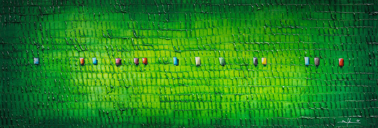 PIXELS / 2025 / green / 120x60 / 6HA3X Danny Frede Original painting for sale