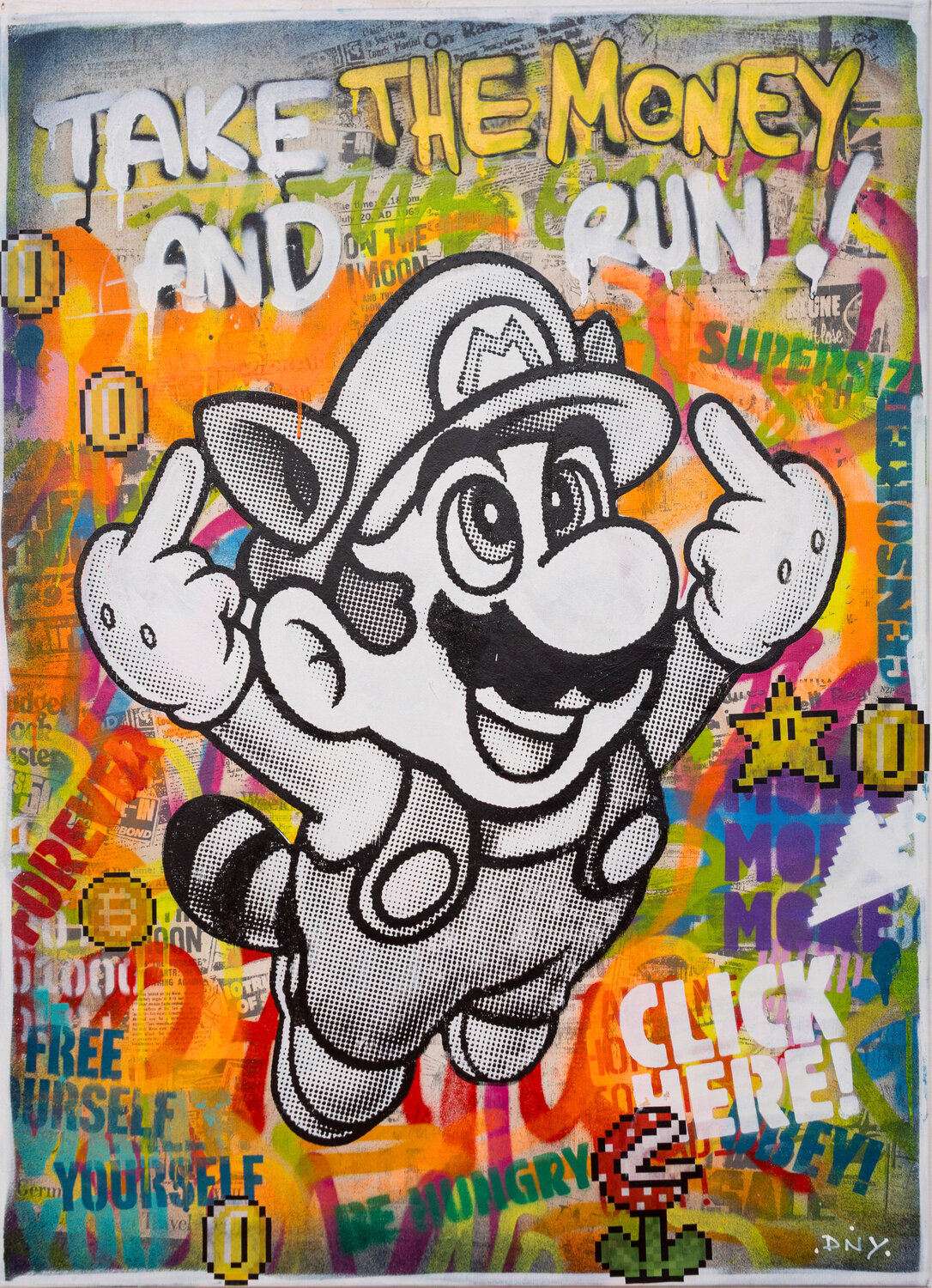 Money Mario / 4GH42 Danny Frede Original painting for sale