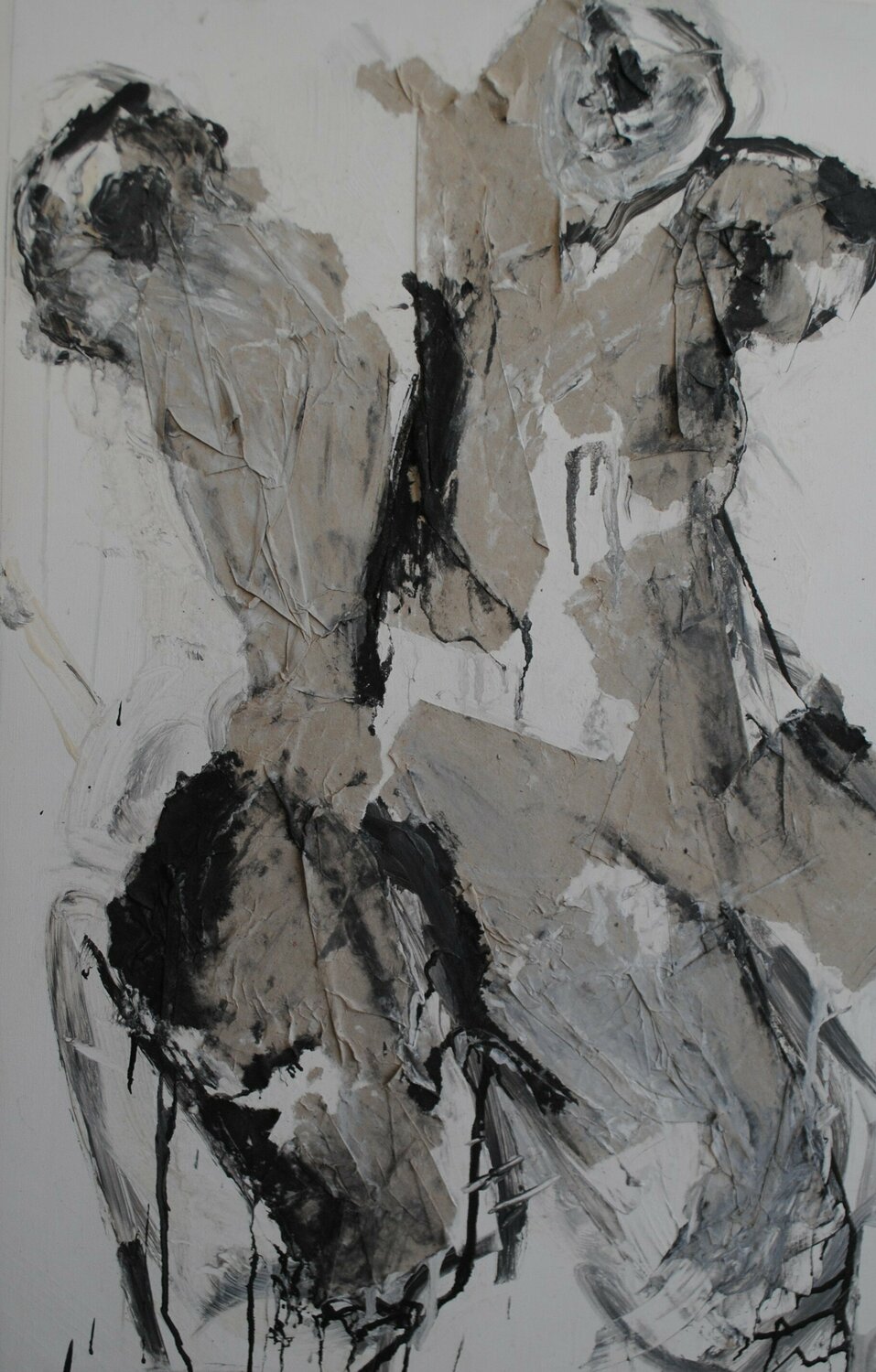 Fusion-Acquisition 3 Corps Fleur papier Sophie André Original painting for sale