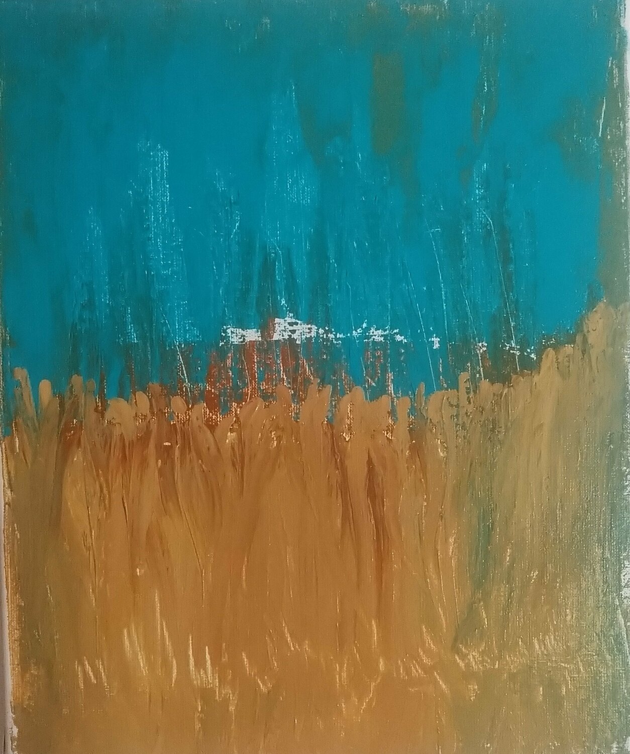 Vibrating colors blue Sophie André Original painting for sale