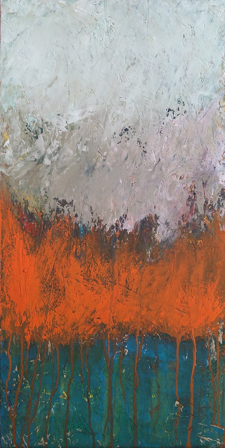 Vibrating colors orange Sophie André Original painting for sale