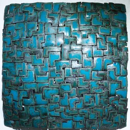 Voile Coeurs Bleu 01 by Michel Laurent, Painting for Sale on Select