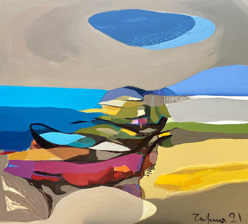 Boats by Fatmir Tufina, Painting for Sale on Select