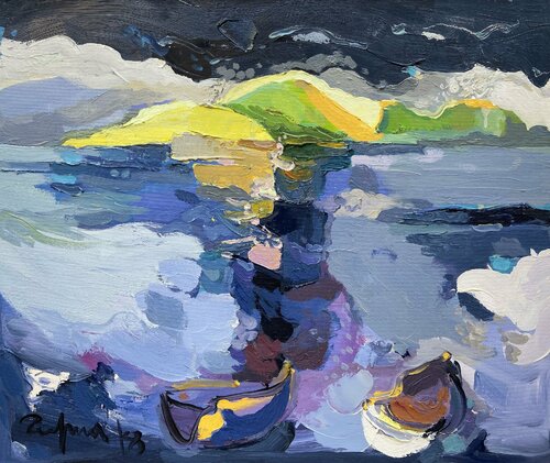 Midnight seacoast by Fatmir Tufina, Painting for Sale on Select