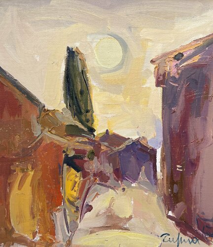 Sunset Landscape by Fatmir Tufina, Painting for Sale on Select