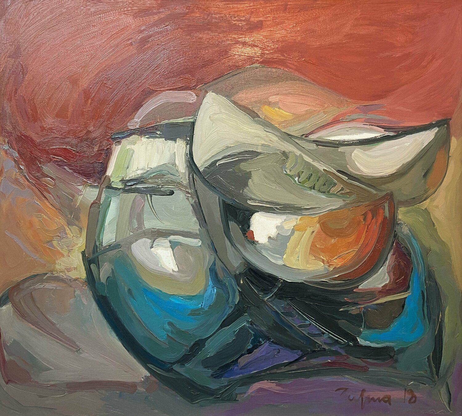 Boats New Version Fatmir Tufina Original painting for sale