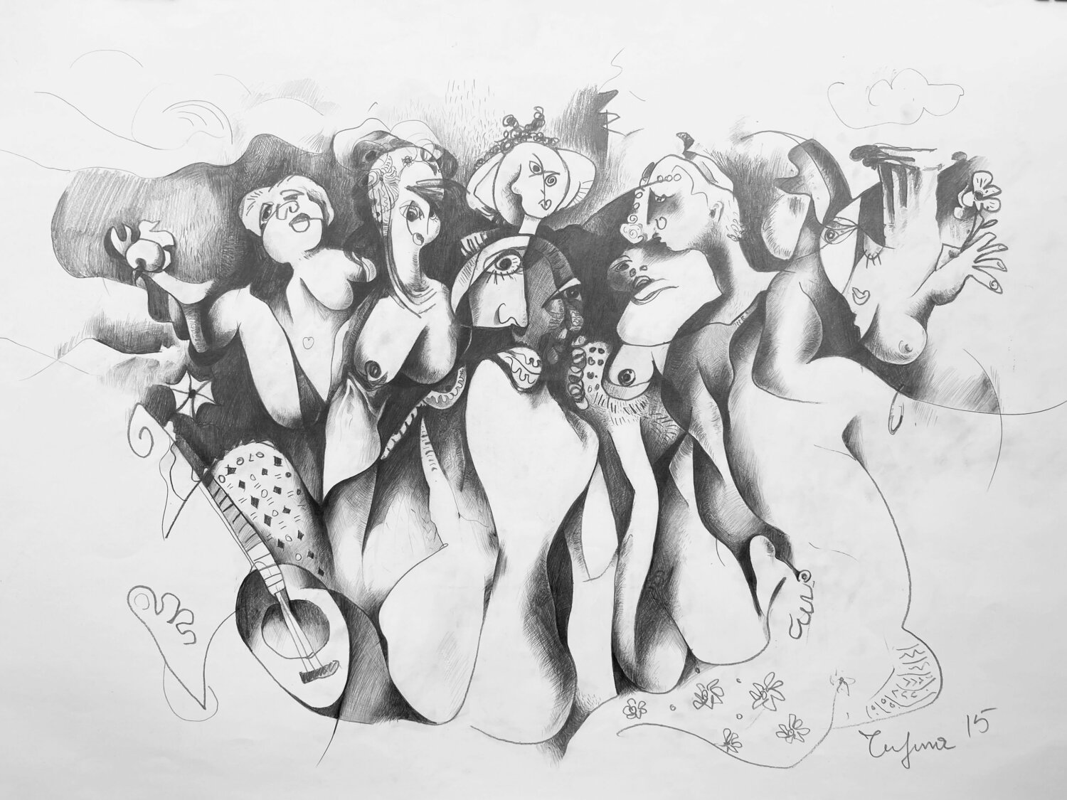 Celebration Fatmir Tufina Drawing for sale