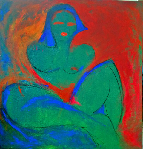 Nude in red. von Raquel Sarángello, Malerei kaufen auf Select
