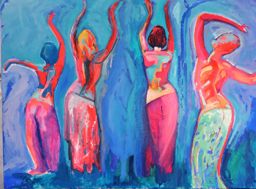 Dances musical vibrations. by Raquel Sarángello, Painting for Sale on Select