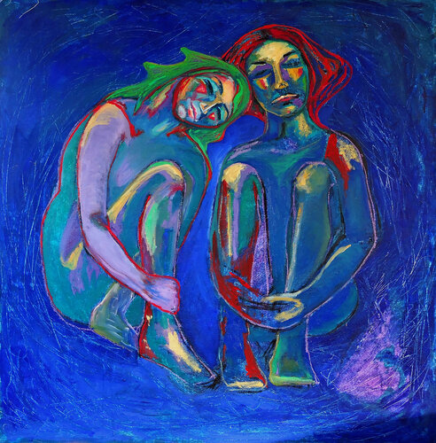 Friends love hugging empowered von Raquel Sarángello, Malerei kaufen auf Select