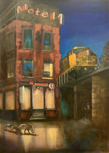 La nuit jaune mystèrieuse by Lisbeth Buonanno, Painting for Sale on Select