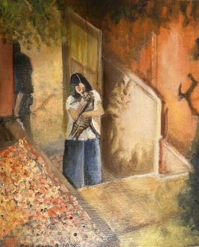 L'étreinte au clair d'ombre by Lisbeth Buonanno, Painting for Sale on Select