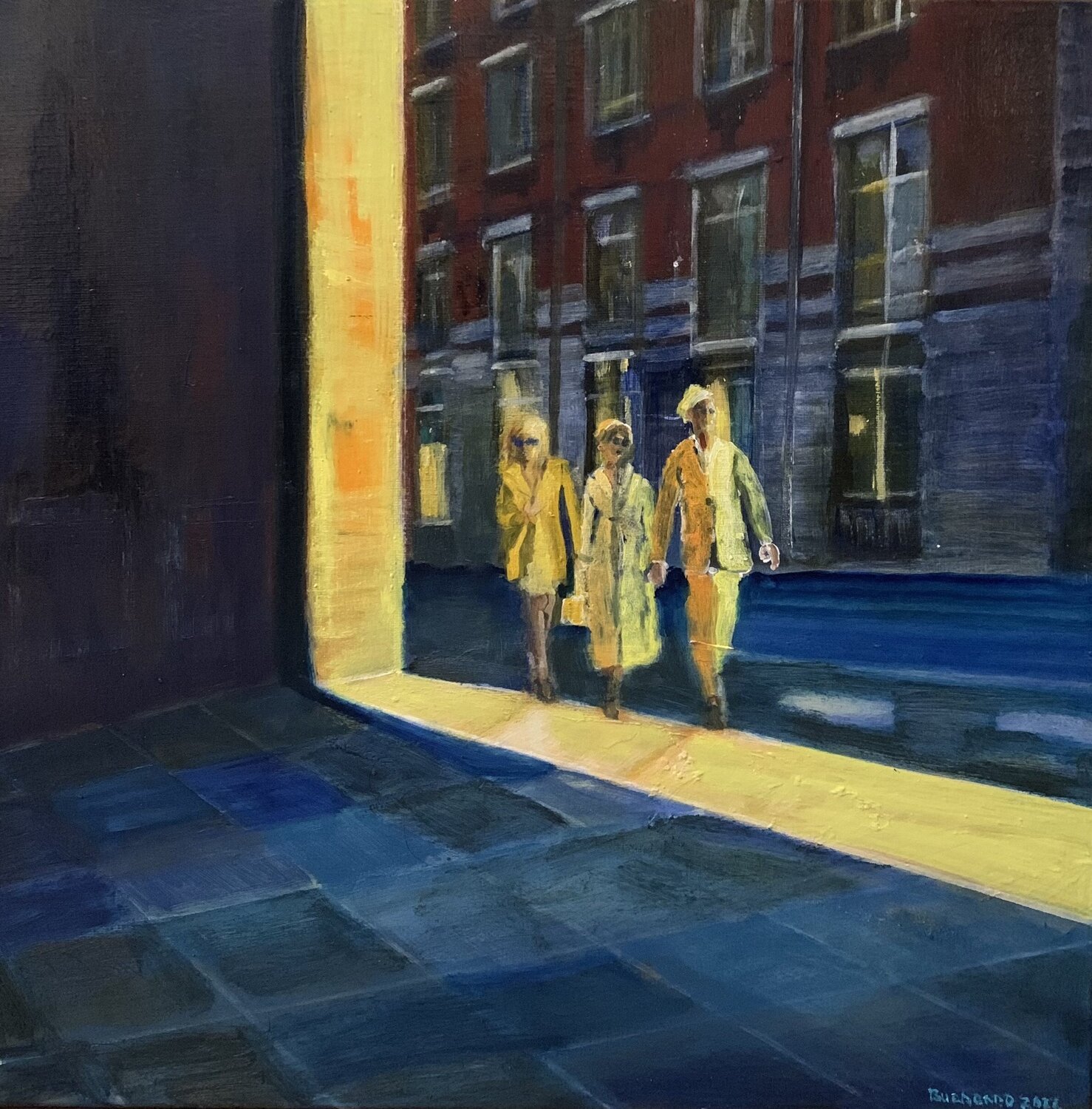Le soleil sommeille dans les rues de Paris Lisbeth Buonanno Original painting for sale