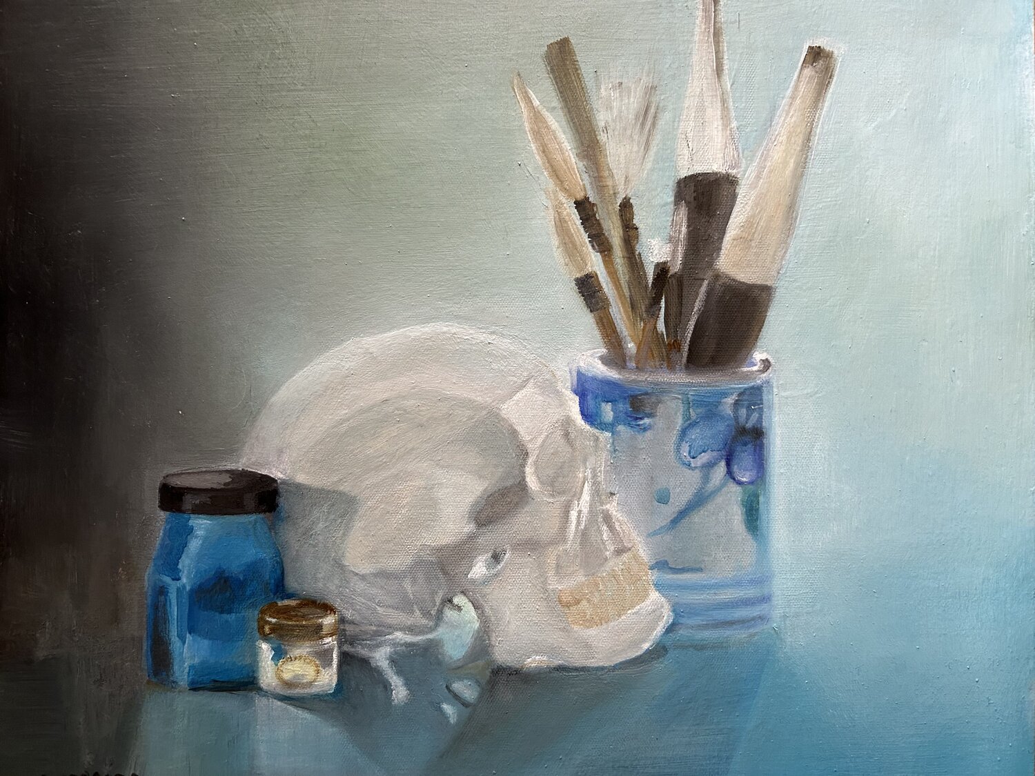 Chiaroscuro of a still life Lisbeth Buonanno Original painting for sale