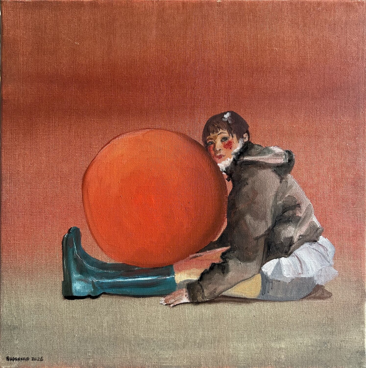 L'orange et l'enfant Lisbeth Buonanno Original painting for sale