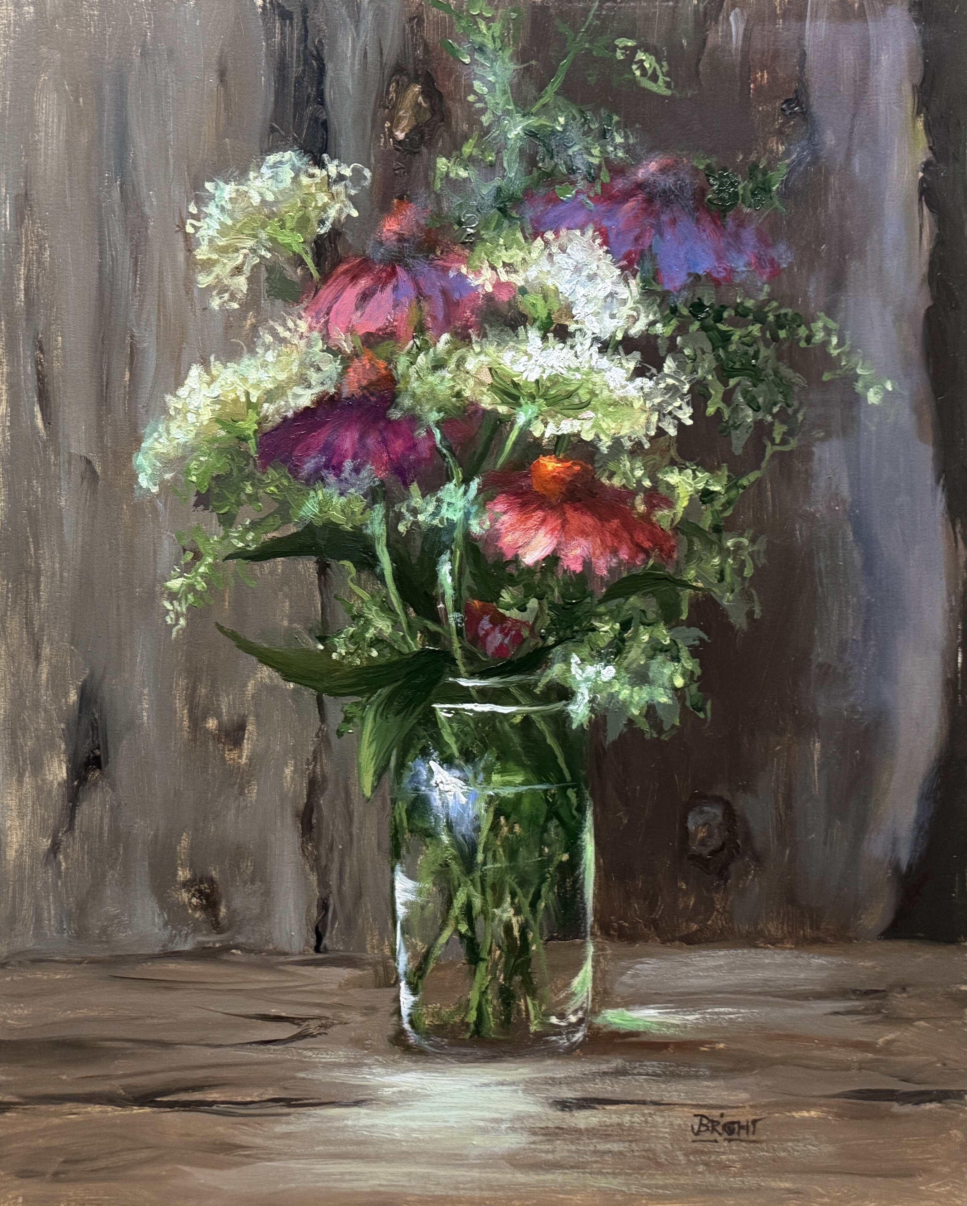 Echinacea With Wood Plank