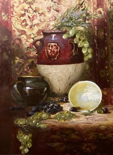 Composition In Alizarin Crimson by Julia Bright, Painting for Sale on Select
