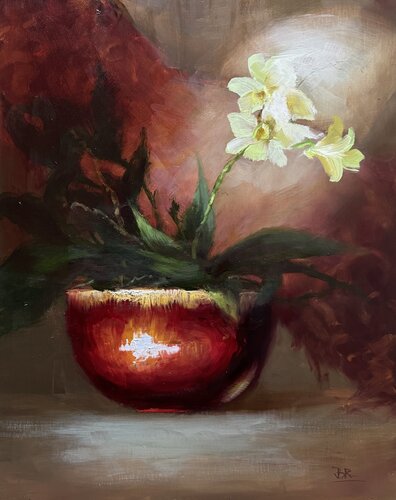 Vietnamese Orchid Pot by Julia Bright, Painting for Sale on Select