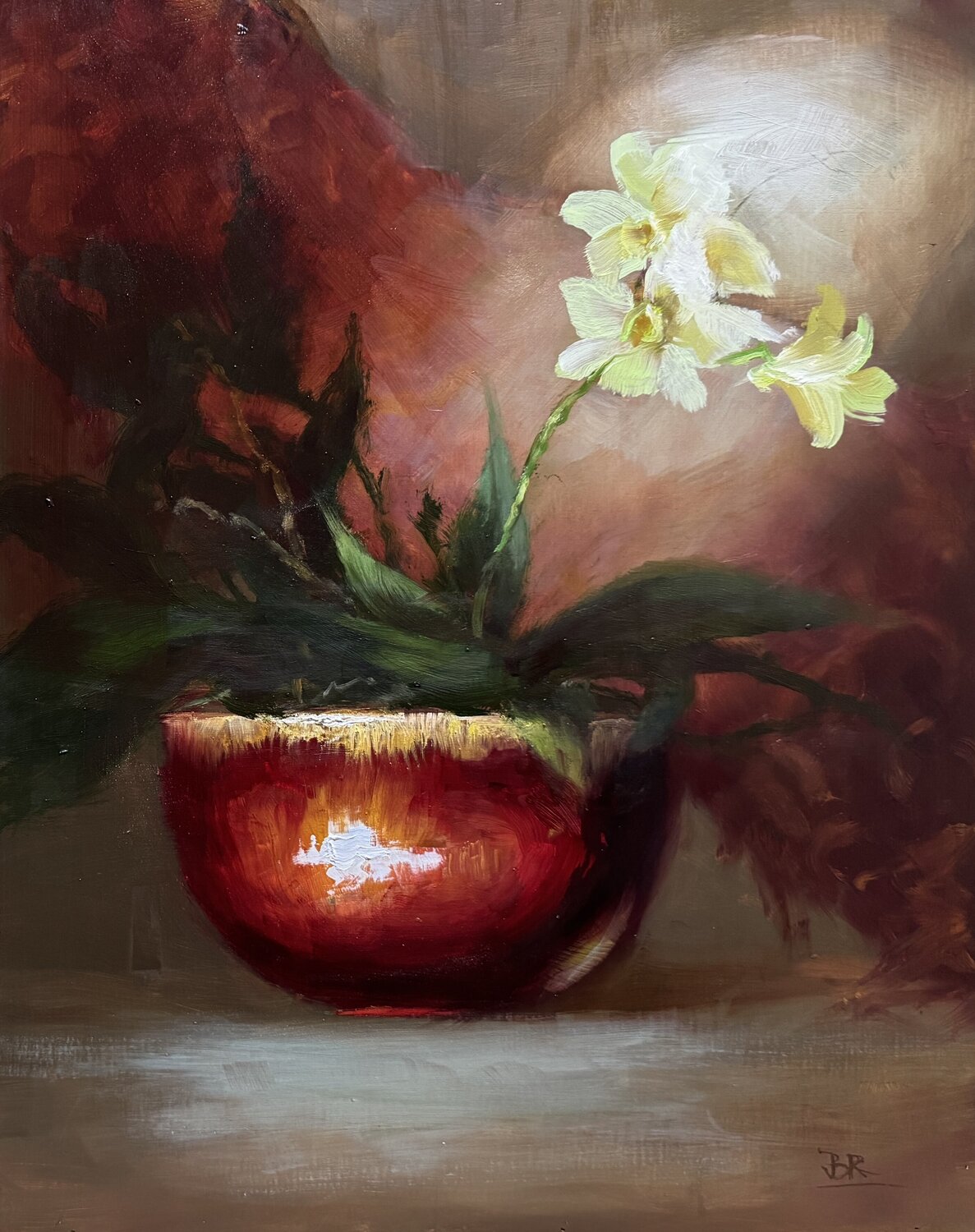Vietnamese Orchid Pot Julia Bright Original painting for sale
