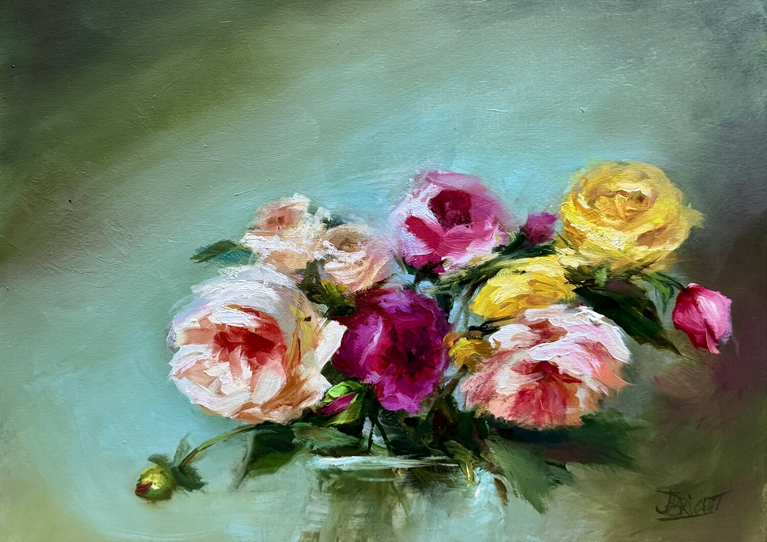 Roses In Quiet Emptiness Julia Bright Original painting for sale